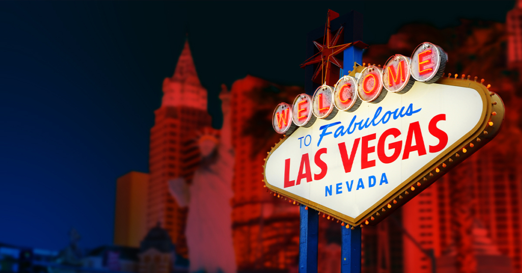 A brightly illuminated sign reading 'Welcome to fabulous Las Vegas Nevada.'