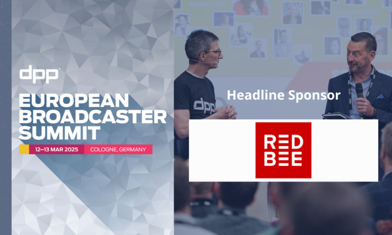 European Broadcaster Summit. 20th - 21st March 2024. Munich, Germany. Headline sponsor, Red Bee. James Arnold speaking.