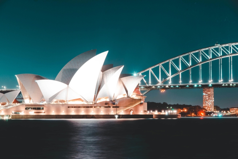 The Sydney Opera House and the Sydney Harbour Bridge.